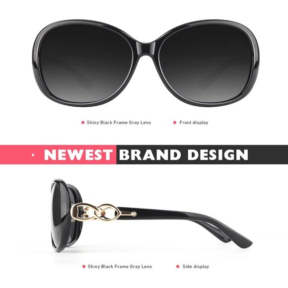 🆕 Women Black Trendy Oversized Sunglasses Ladies Polarized Big Frame Shades - Picture 3 of 6